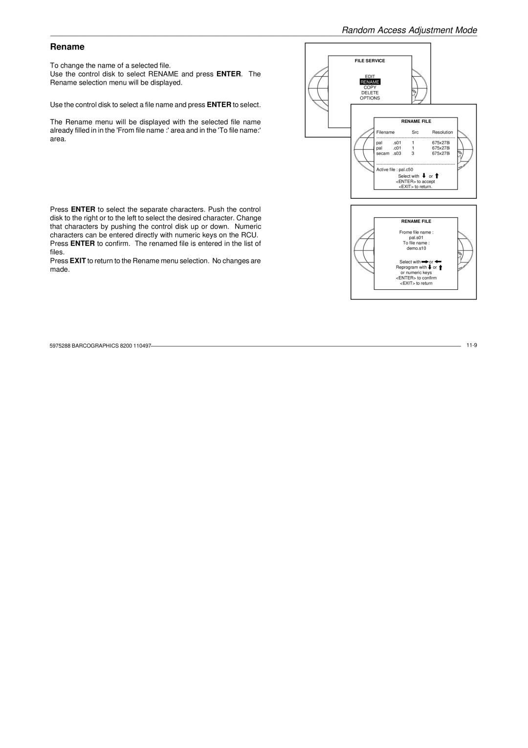 Barco R9001330 owner manual Rename File 