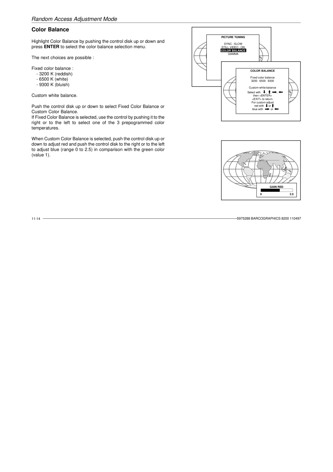 Barco R9001330 owner manual Color Balance 