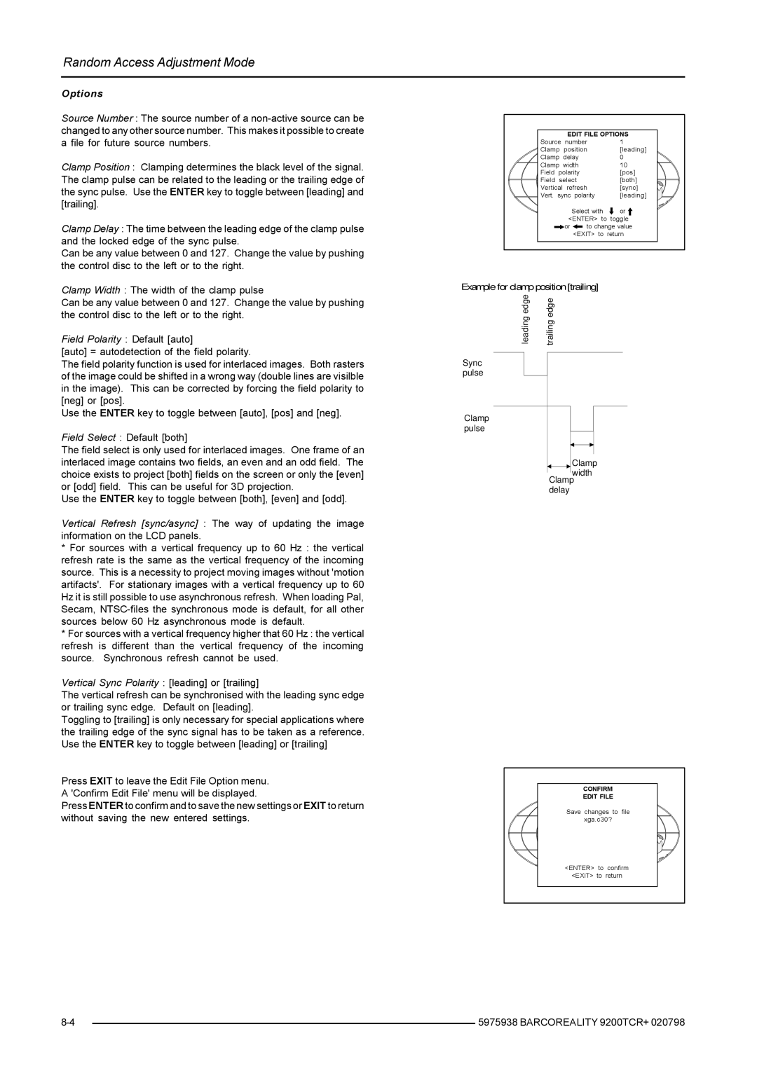 Barco R9001390 manual Edit File Options, Confirm Edit File 