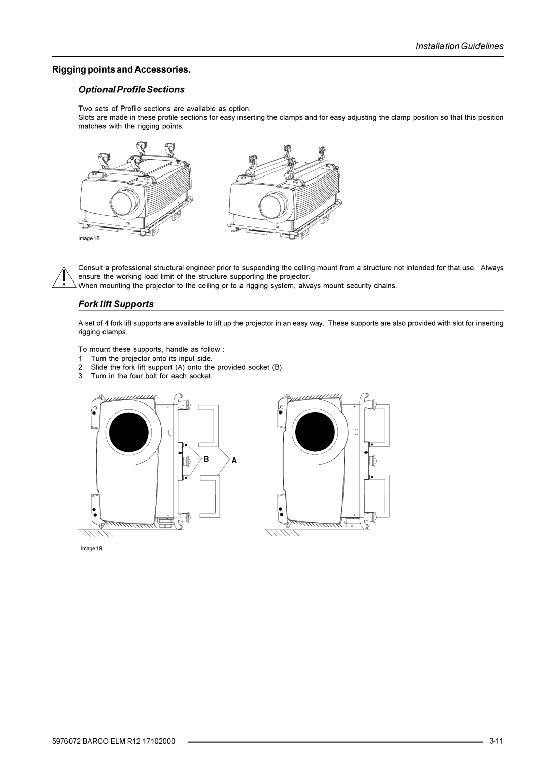 Barco R9001490 owner manual Optional Profile Sections 