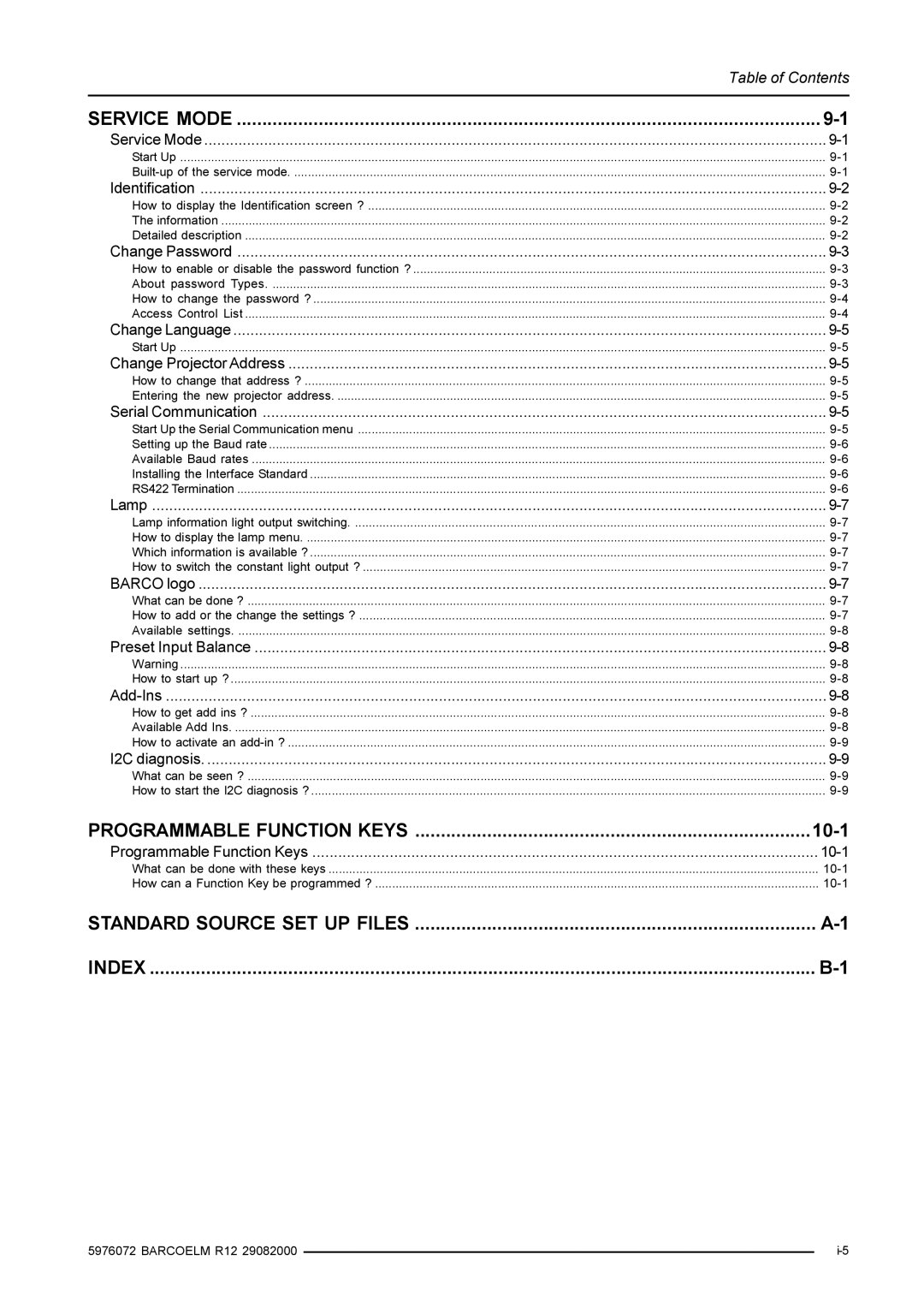 Barco R9001490 owner manual 10-1 