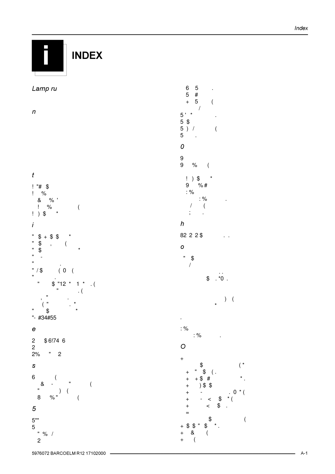 Barco R9001490 owner manual Index 