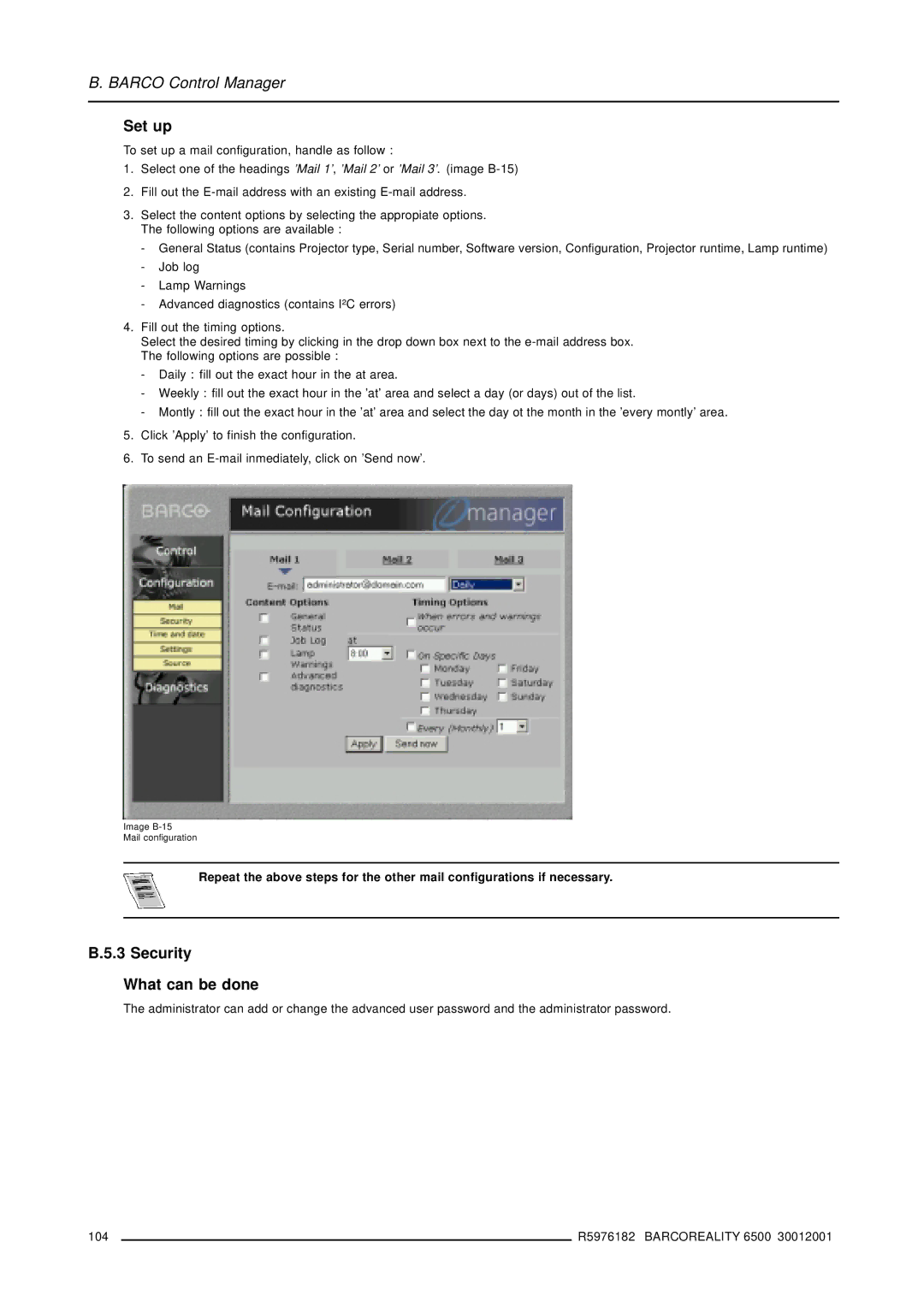 Barco R9001960 owner manual Set up, Security What can be done 