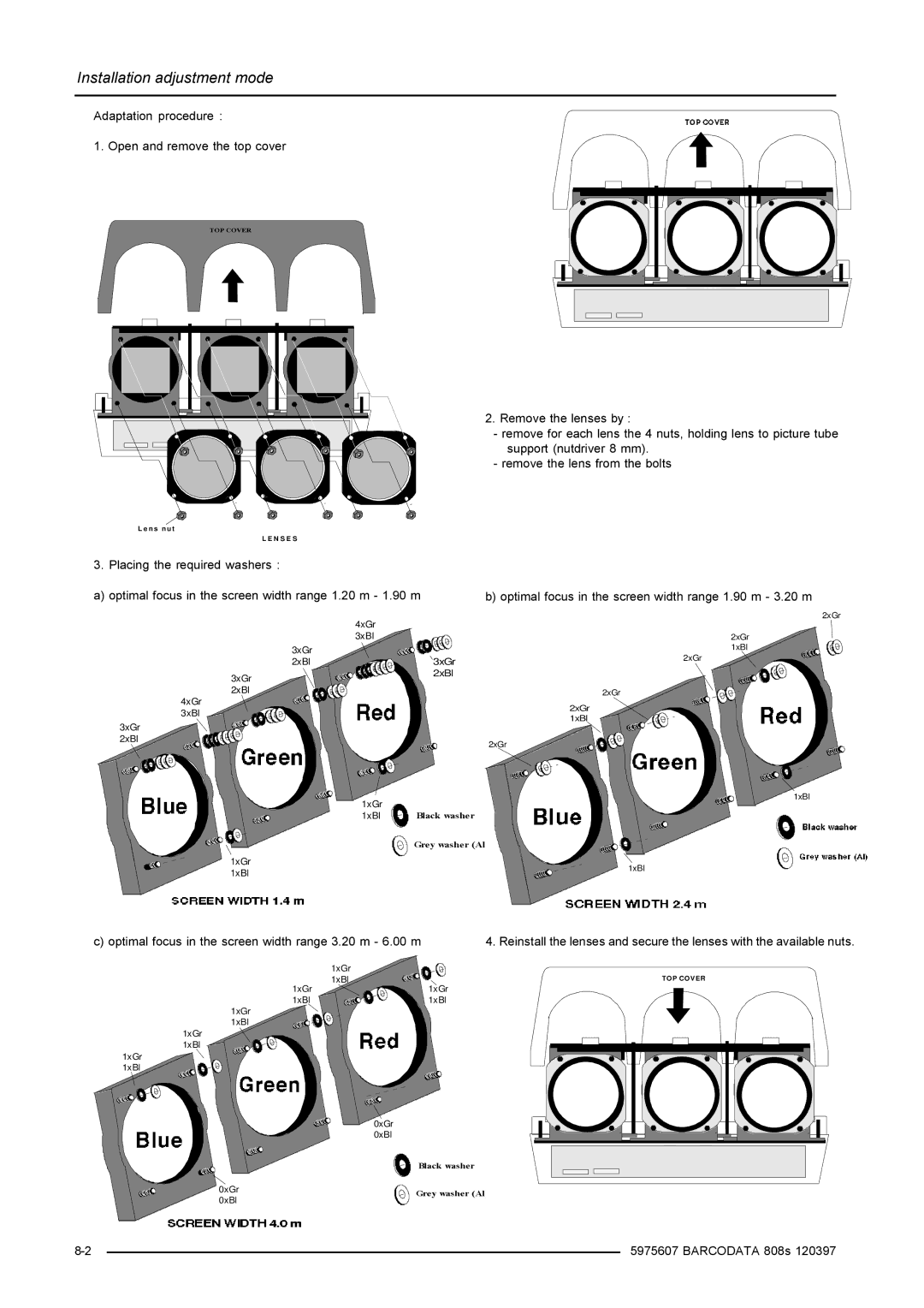 Barco R9002038, R9002031 installation manual Adaptation procedure 