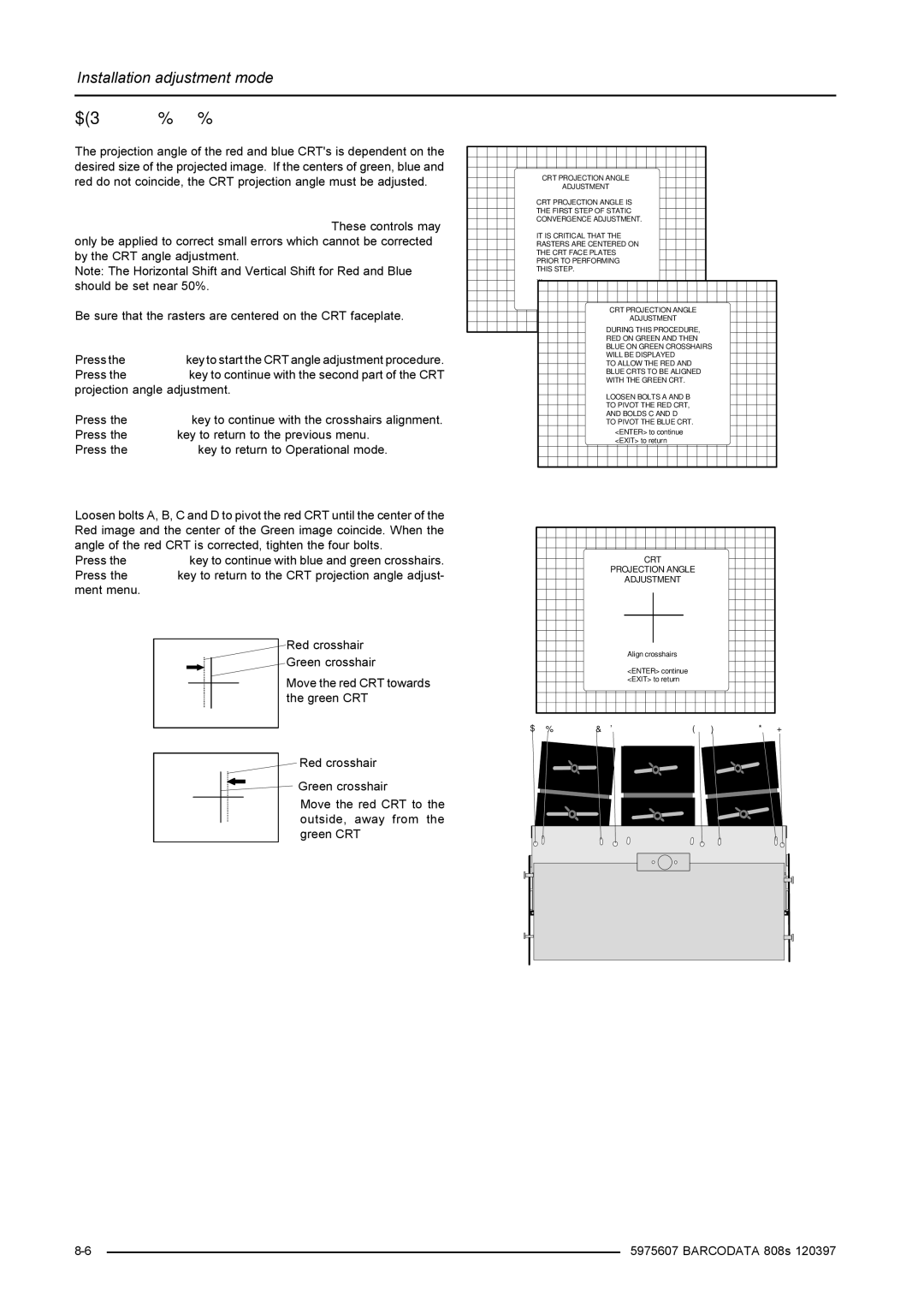 Barco R9002038, R9002031 installation manual CRT Projection Angle Adjustment 