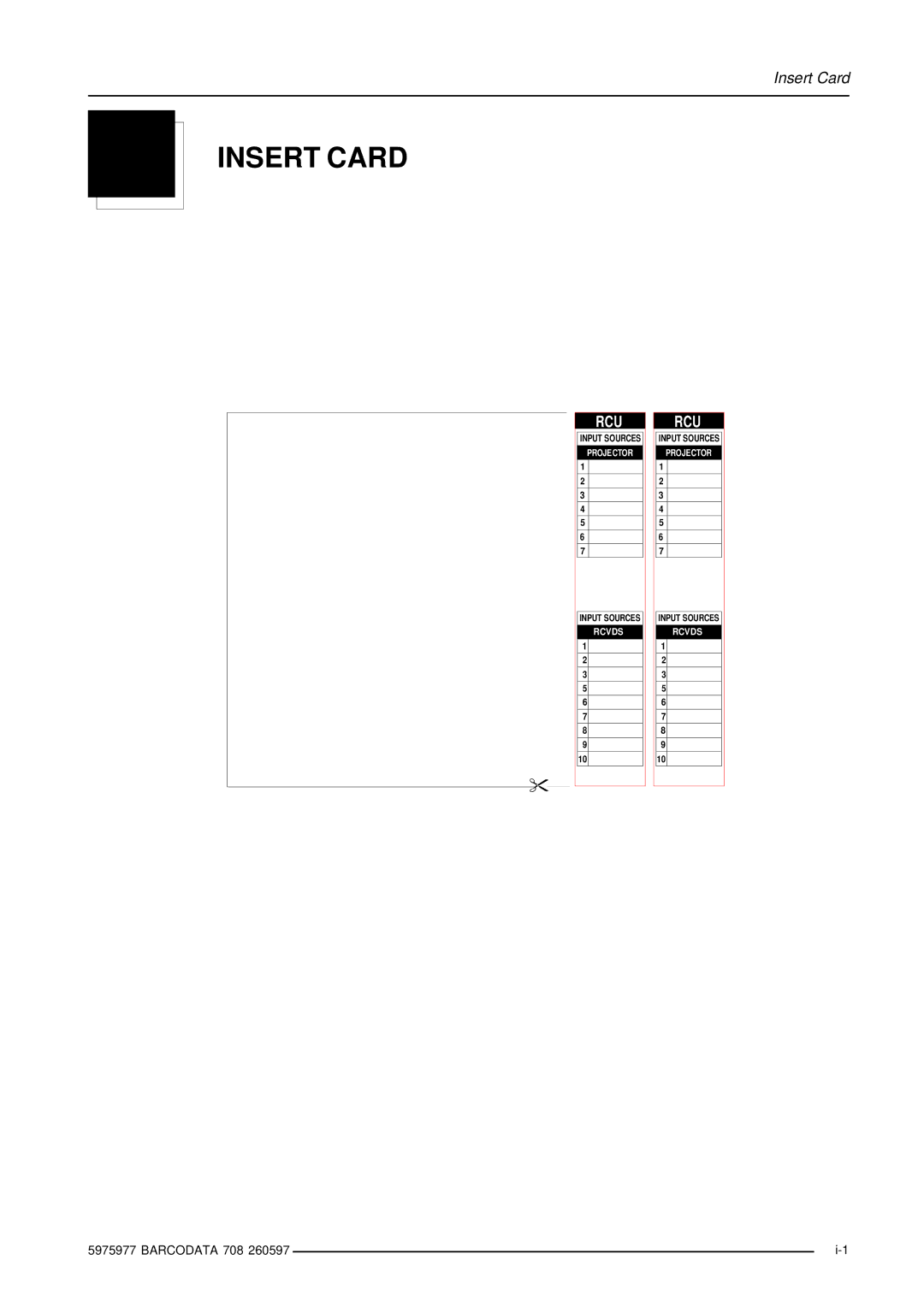 Barco R9002120 manual Insert Card 