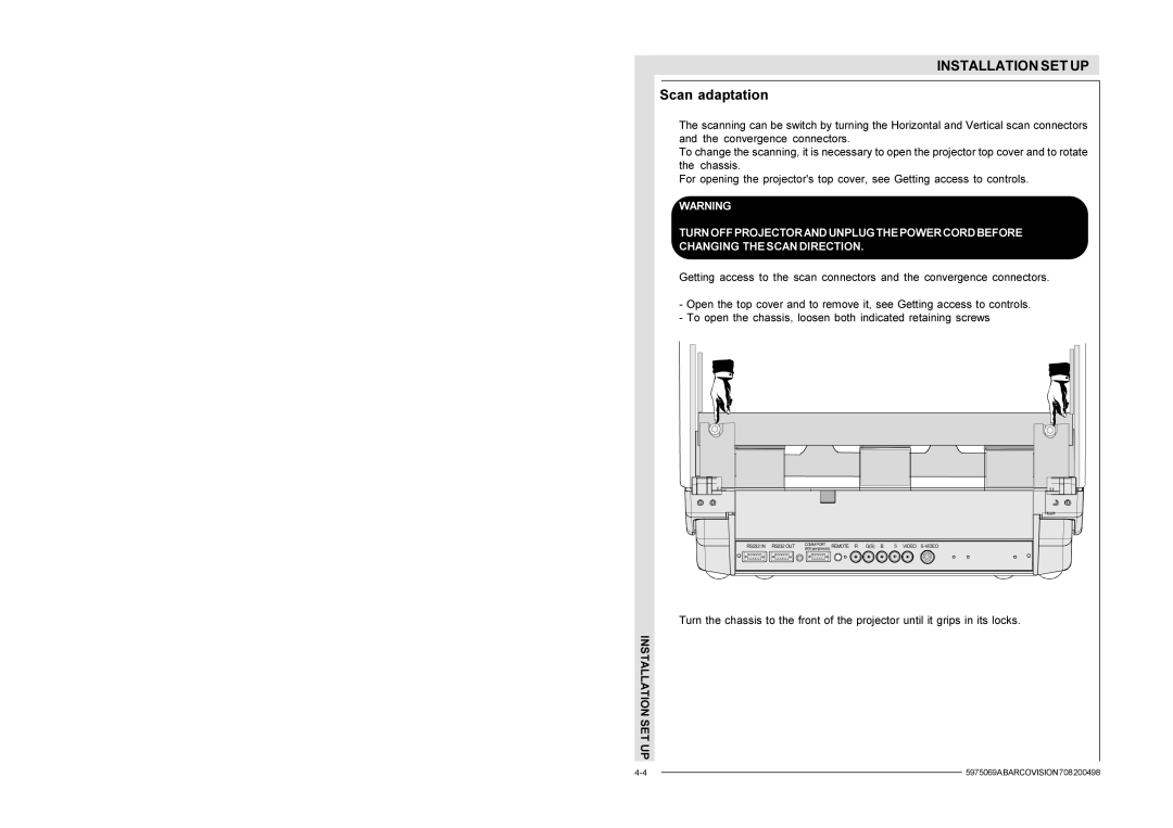 Barco R9002327, R9002328 installation manual Remote R GS B Video S-VIDEO 