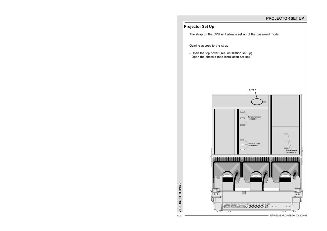 Barco R9002327, R9002328 installation manual Frqqhfwruv, Projector Set Up 