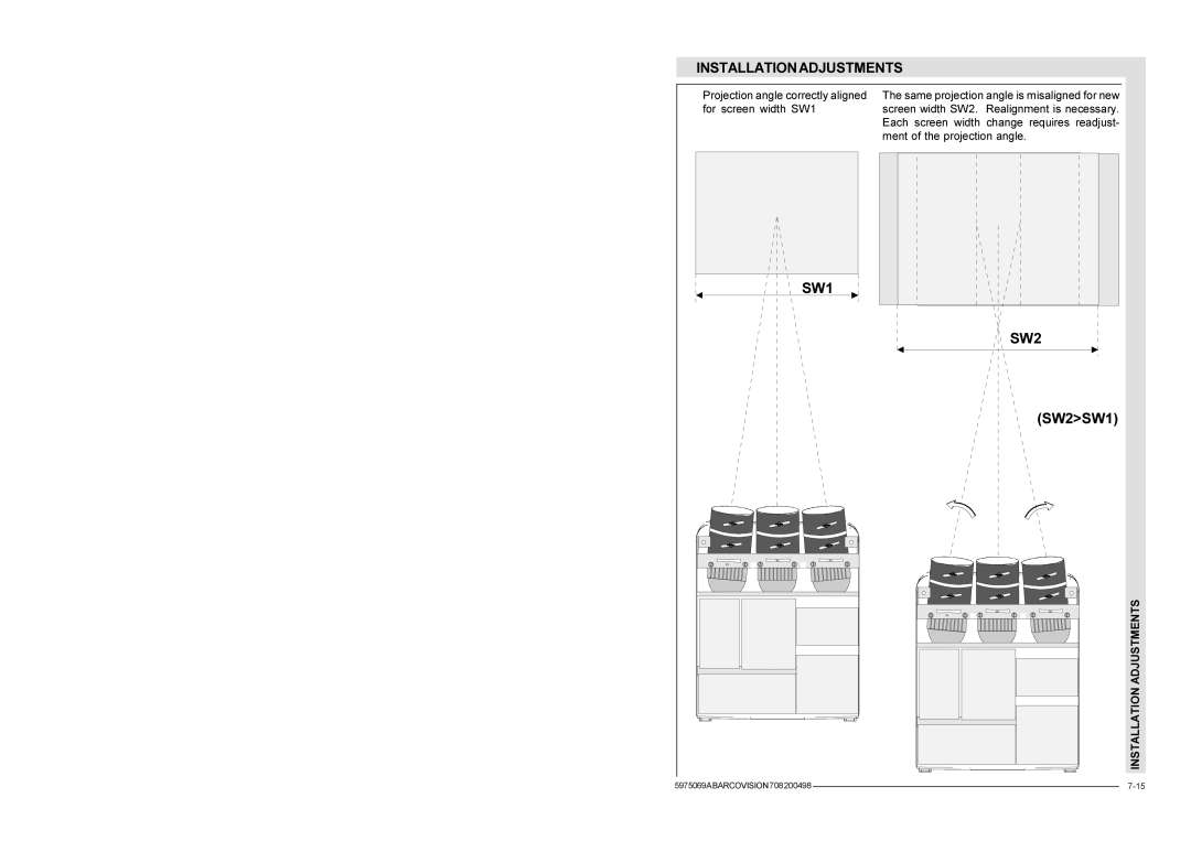 Barco R9002328, R9002327 installation manual Projection angle correctly aligned 