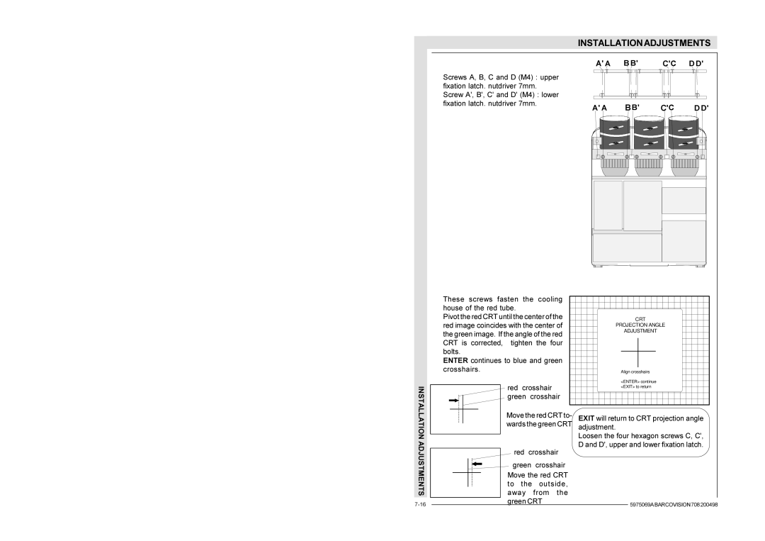 Barco R9002327, R9002328 installation manual Red image coincides with the center 