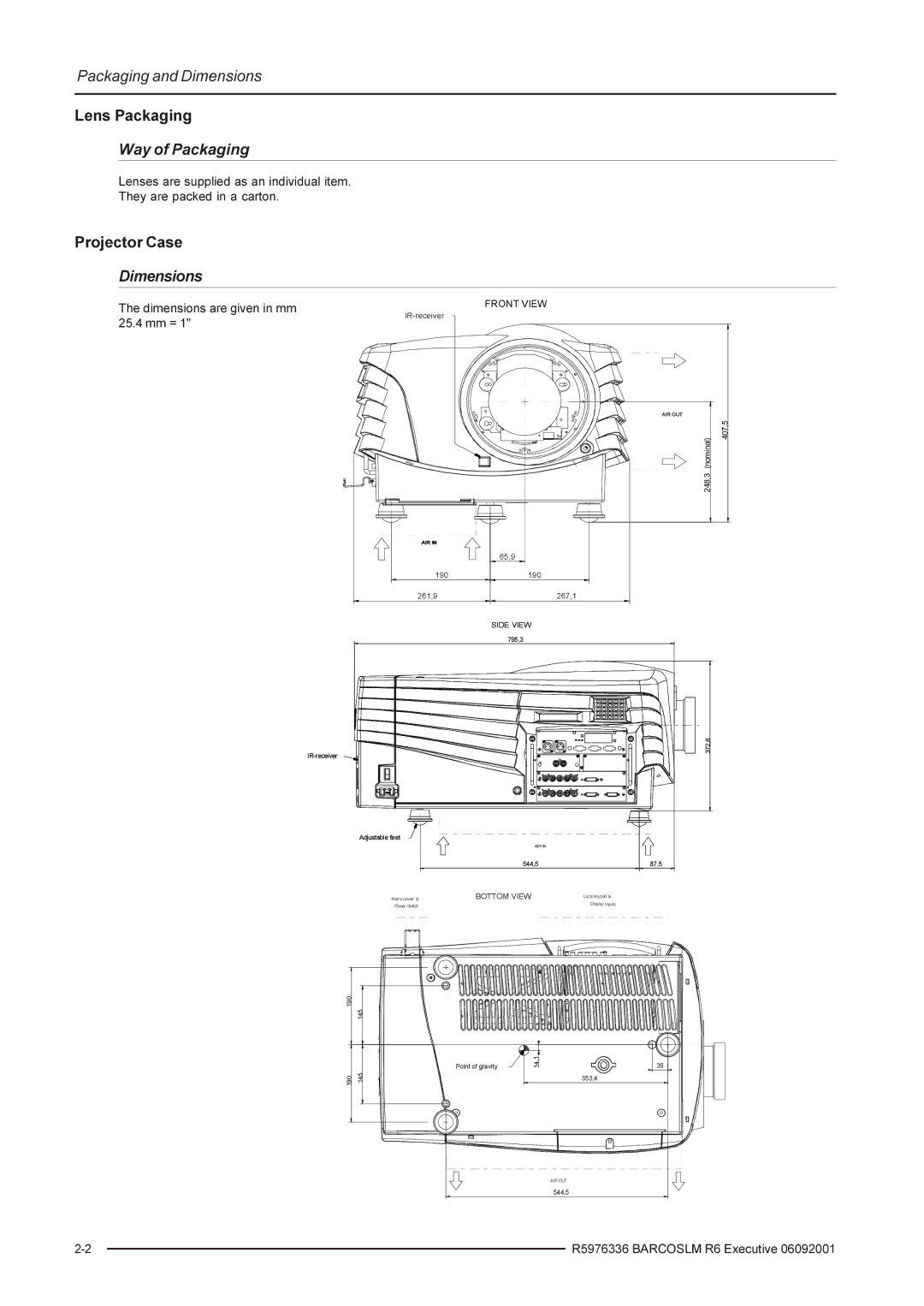 Barco R9002790 manual Dimensions 