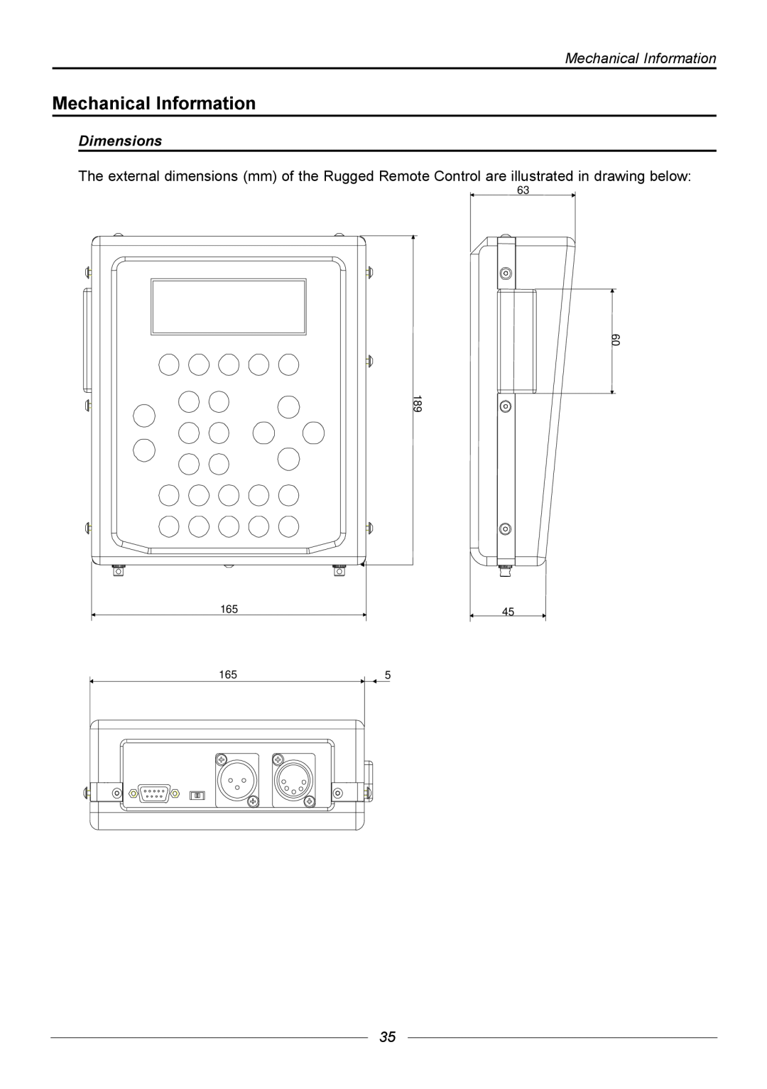 Barco R9840176, R9840171, R9840170 manual Mechanical Information, Dimensions 