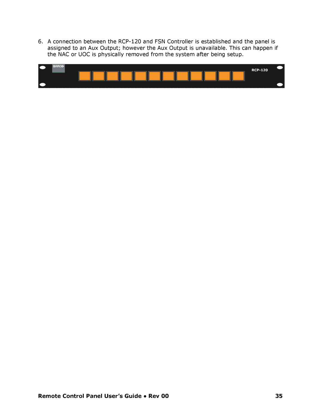 Barco RCP-120 manual Remote Control Panel User’s Guide Rev 