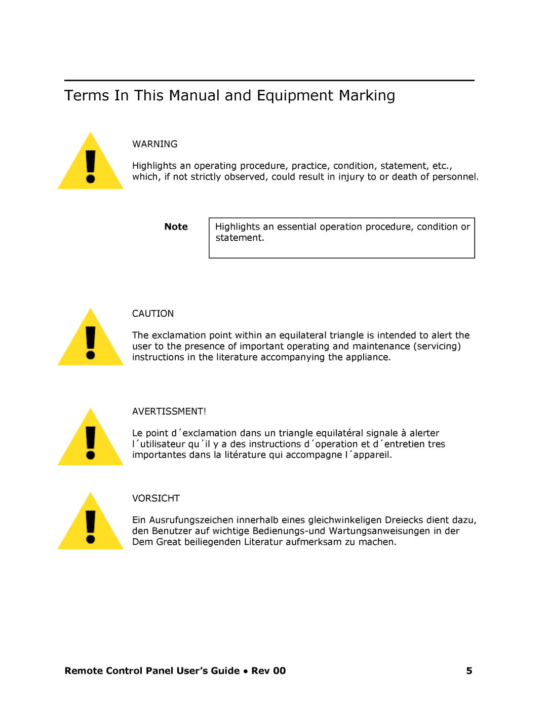 Barco RCP-120 manual Terms In This Manual and Equipment Marking 