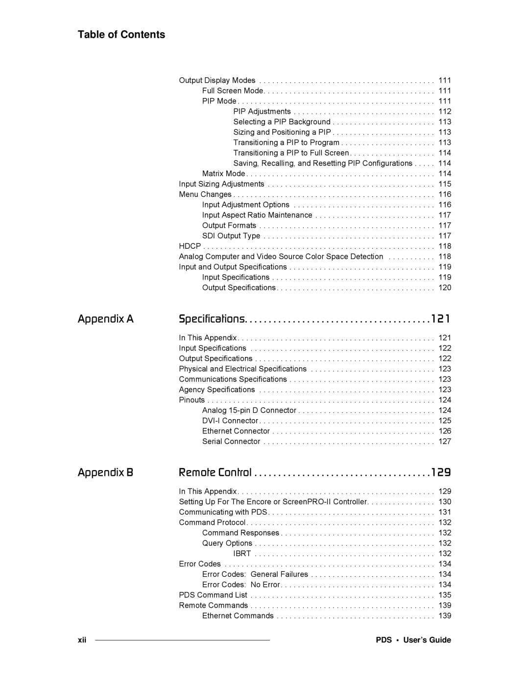 Barco SJ/T 11363-2006 manual Xii PDS User’s Guide 