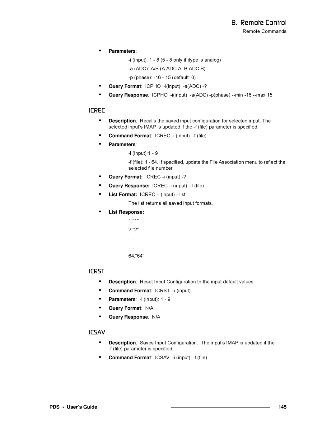 Barco SJ/T 11363-2006 manual `ob`=, `opq, `ps=, List Response 11, PDS User’s Guide 145 