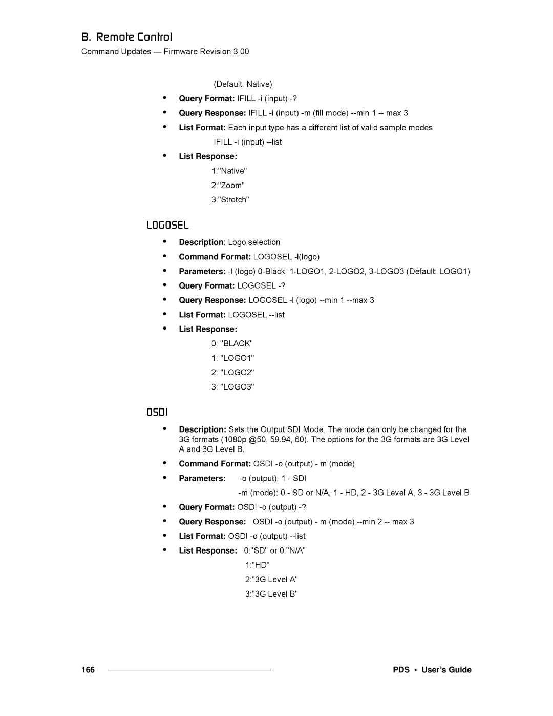 Barco SJ/T 11363-2006 manual Ildlpbi, Lpaf, List Response 1Native 2Zoom 3Stretch, Command Format Logosel -llogo 