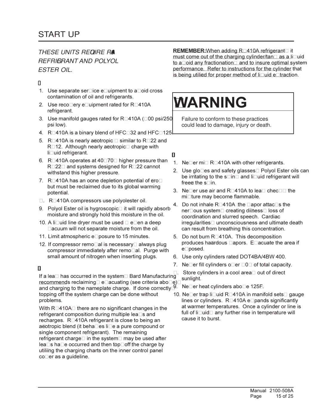 Bard W70A1, 1 W48A1, W42L, W70L1 installation instructions Topping OFF System Charge, Safety Practices 