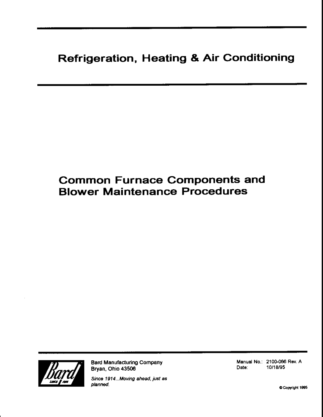 Bard 2100-066 Rev. A manual 