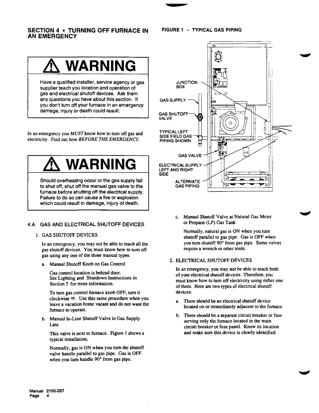 Bard 2100-287 manual 