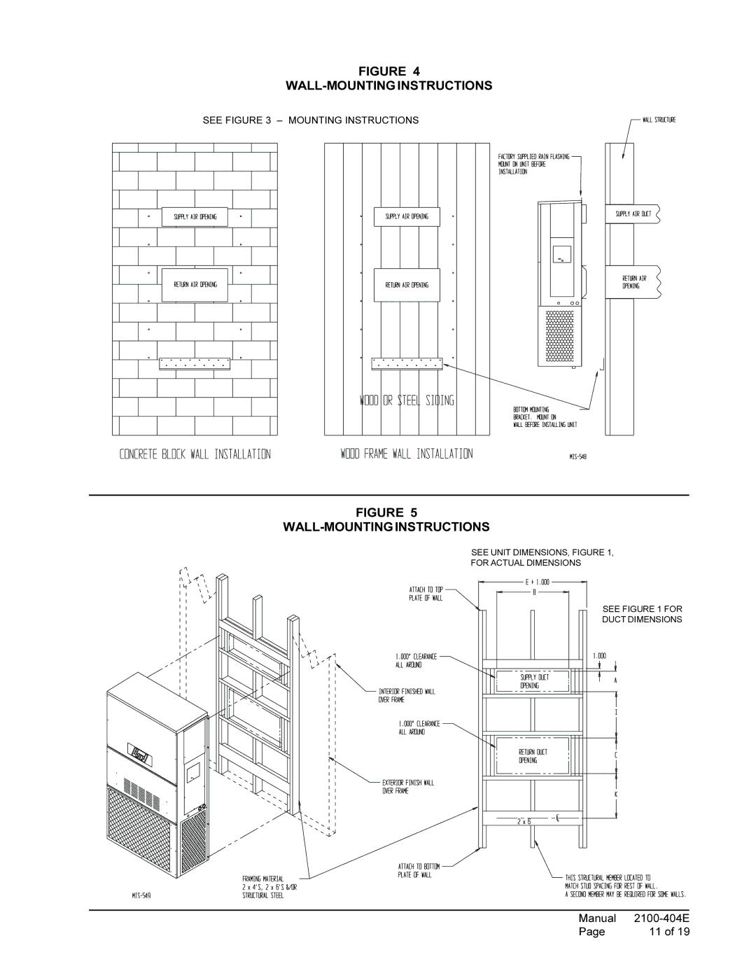 Bard 2100-404E installation instructions WALL-MOUNTING Instructions 