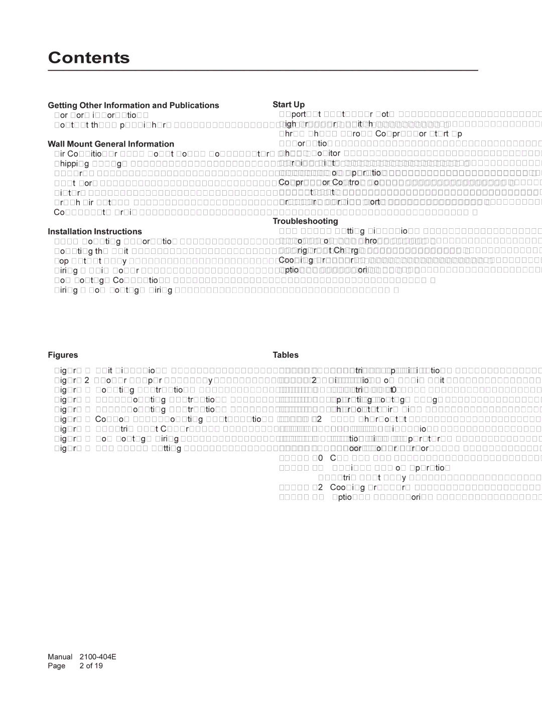 Bard 2100-404E installation instructions Contents 