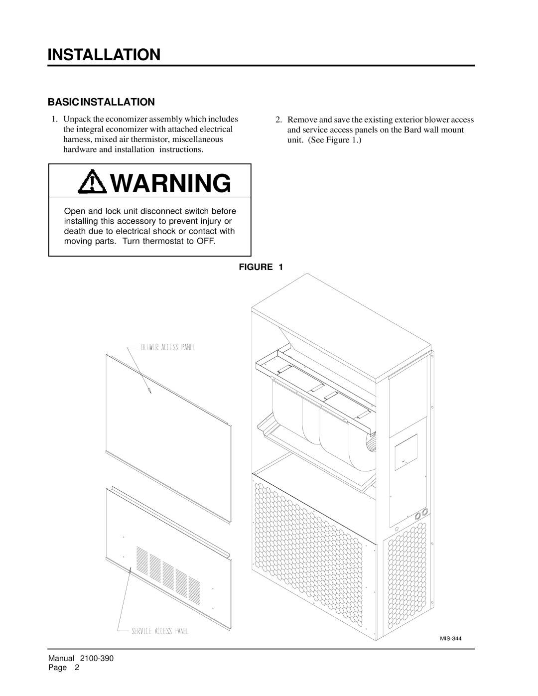 Bard EIFM-2B, EIFM-3B installation instructions Basic Installation 