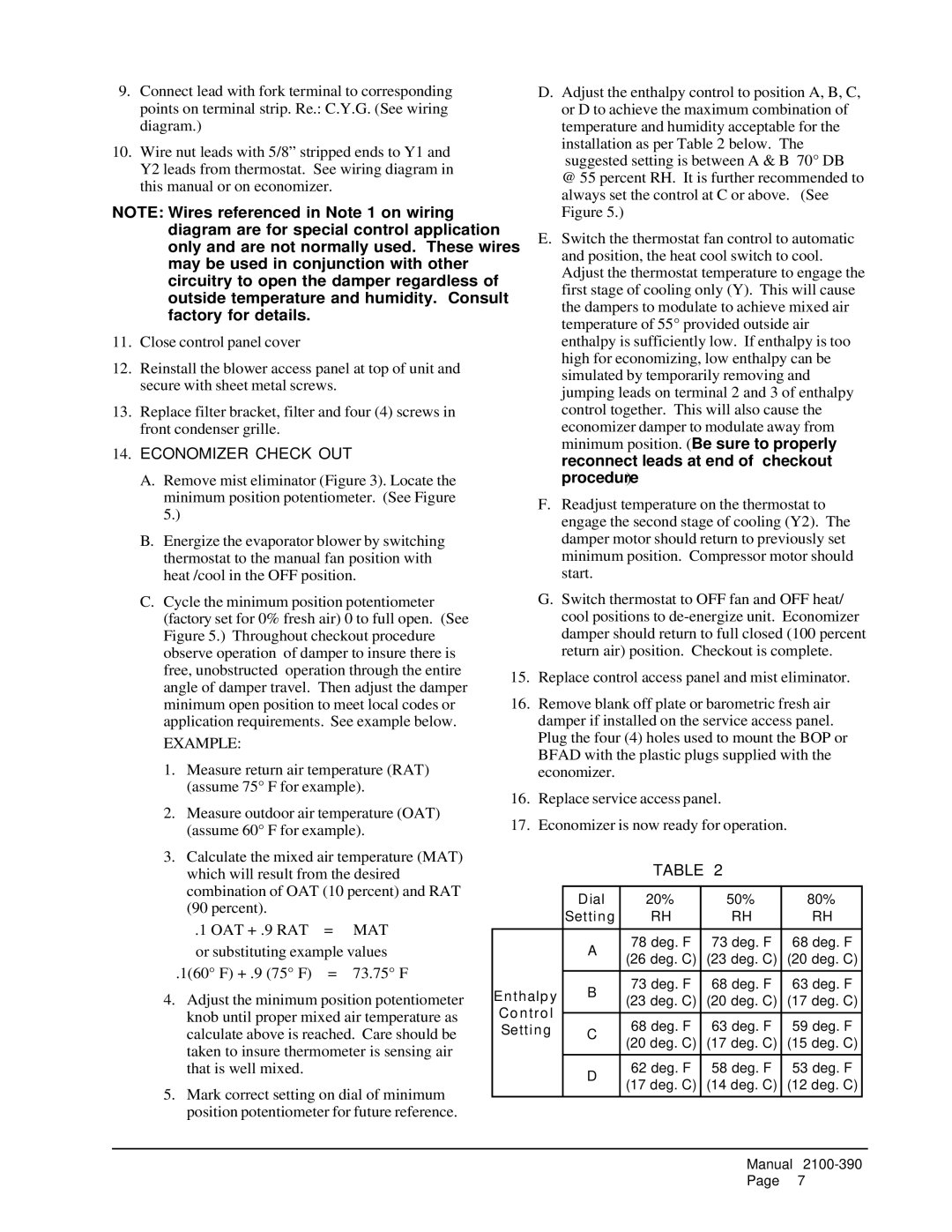 Bard EIFM-3B, EIFM-2B installation instructions Economizer Check OUT 