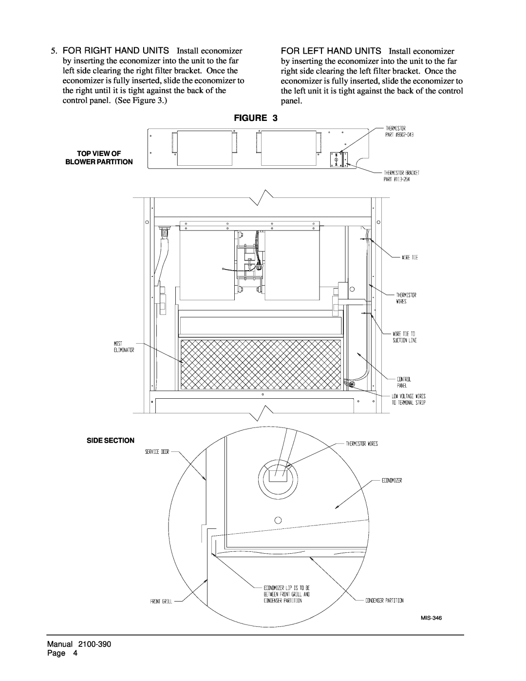 Bard EIFM-2B, EIFM-3B installation instructions Top View Of Blower Partition Side Section, MIS-346 