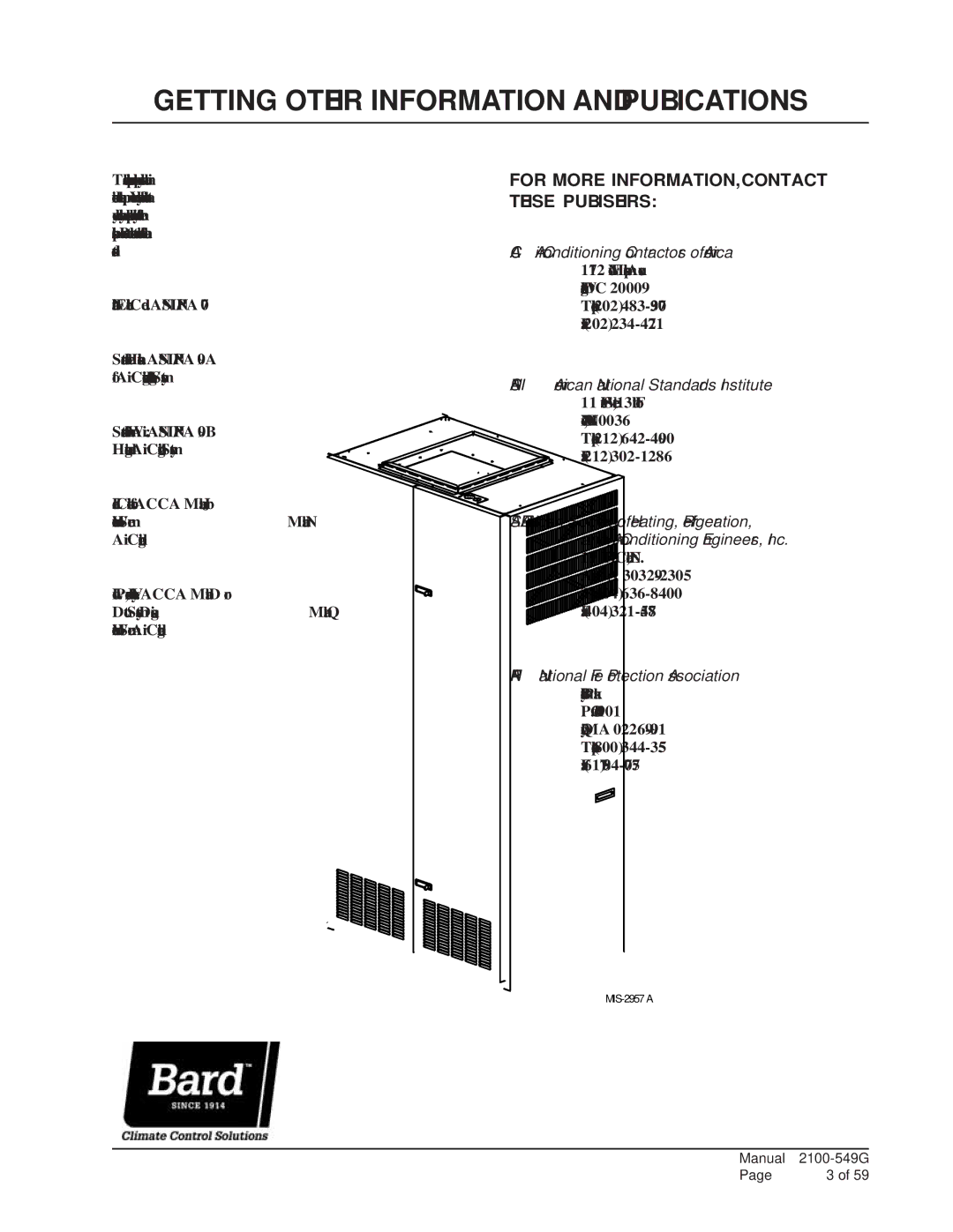 Bard I60H1, I42H1D, I36H1D Getting Other Information and Publications, For More INFORMATION, Contact These Publishers 