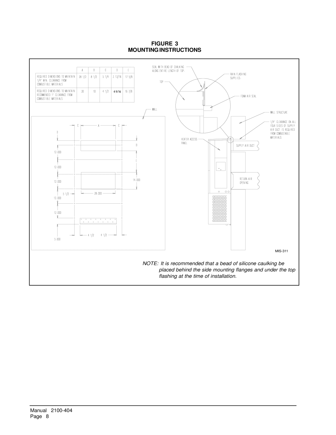 Bard MIS-656 installation instructions Mounting Instructions 