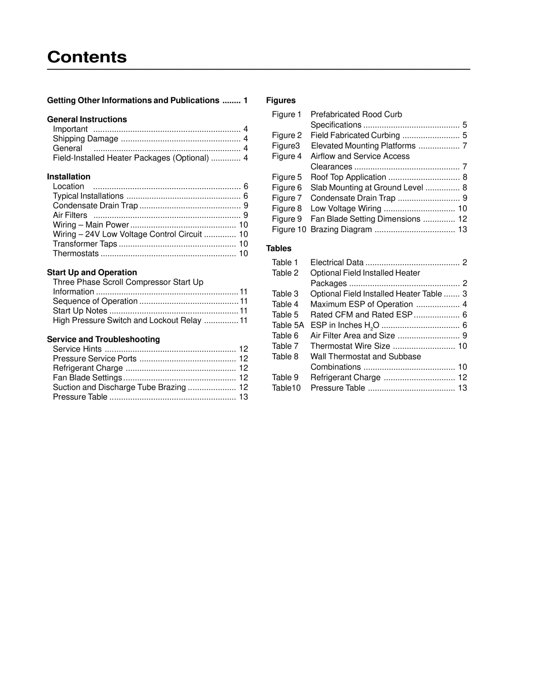 Bard P1060A1, P1148A1, P1142A3 installation instructions Contents 