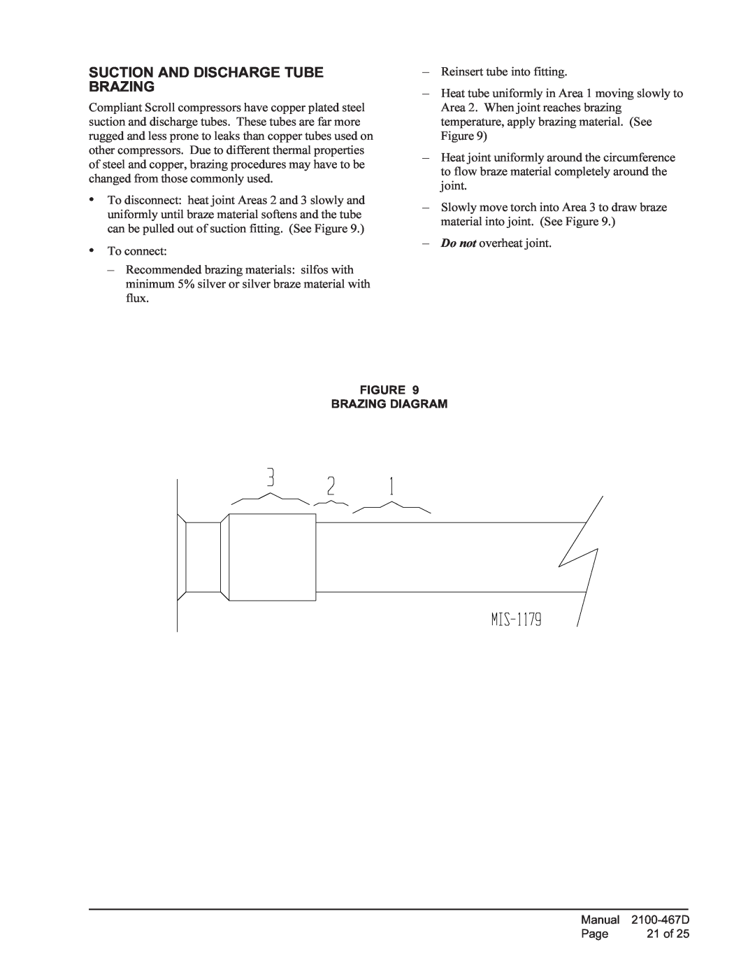 Bard PA13241-A, PA13361-A Suction And Discharge Tube Brazing, Figure Brazing Diagram, Manual, 2100-467D, Page, 21 of 