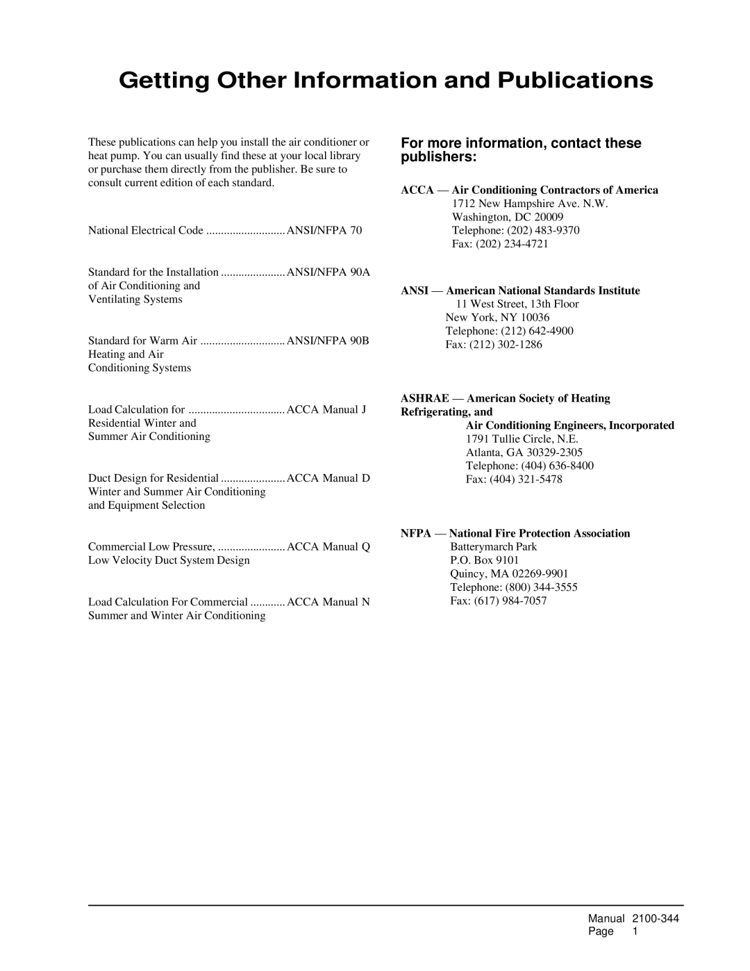 Bard PH1230, PH1236, PH1224 installation instructions Getting Other Information and Publications 