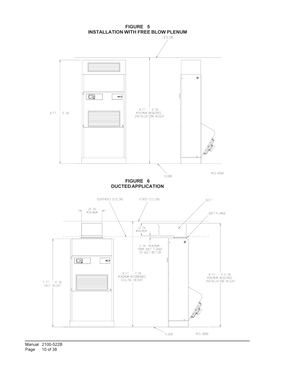 Bard Q24A1, Q30A1, Q36A1, Q42A1, Q60A1, Q48A1 installation instructions Installation with Free Blow Plenum Ducted Application 