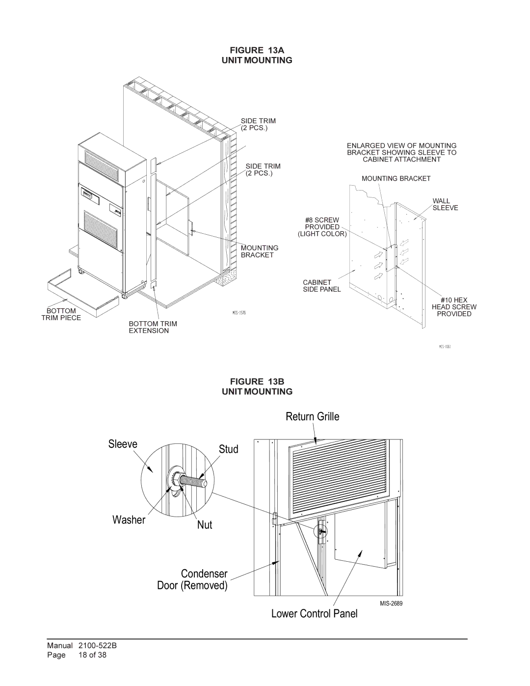 Bard Q30A1, Q36A1, Q42A1, Q60A1, Q24A1, Q48A1 installation instructions Unit Mounting 