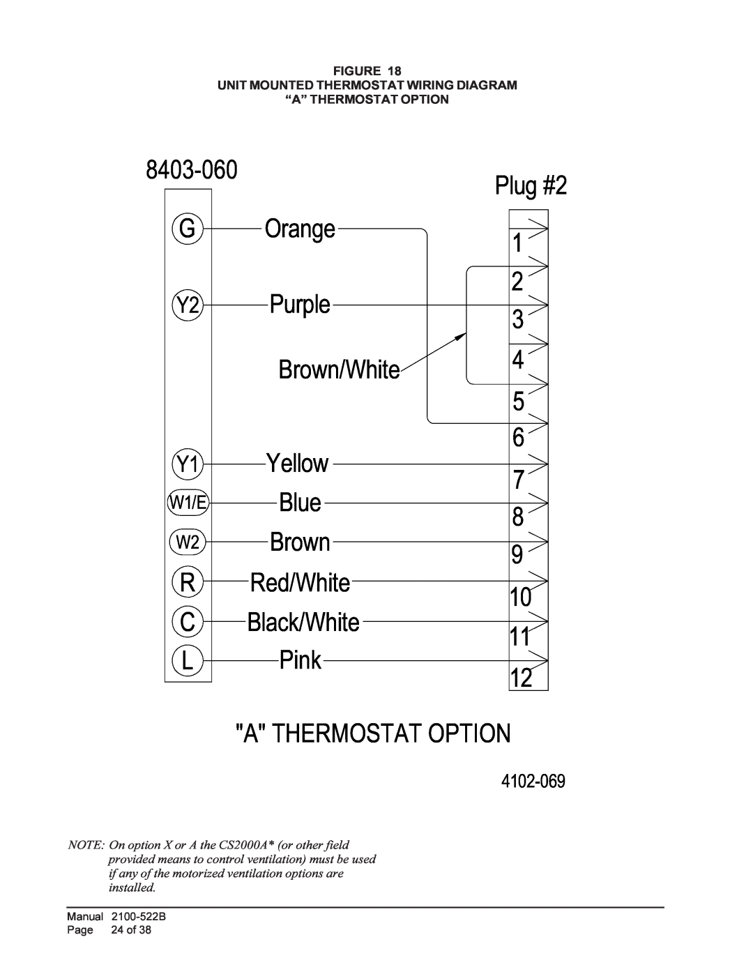 Bard Q30A1 GOrange Y2 Purple Brown/White Y1 Yellow, W2 Brown RRed/White CBlack/White L Pink, A Thermostat Option, 4102-069 