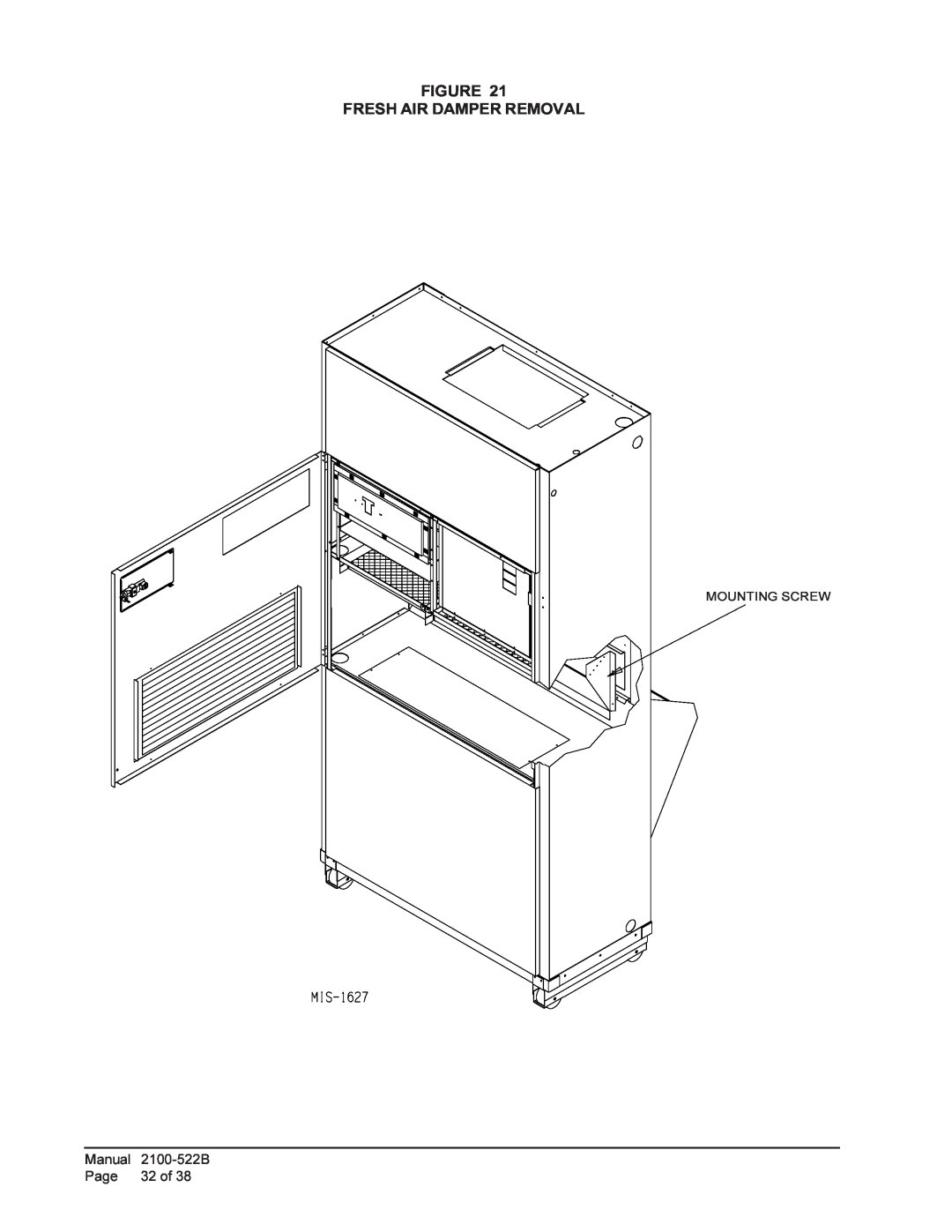Bard Q42A1, Q30A1, Q36A1, Q60A1, Q24A1, Q48A1 installation instructions Figure Fresh Air Damper Removal, Manual, Page, 32 of 