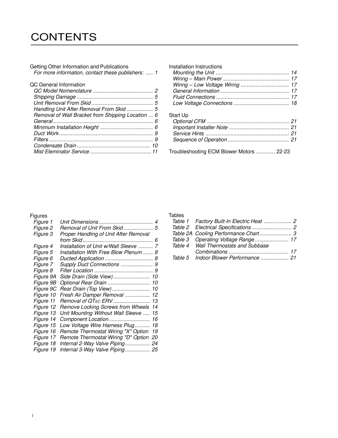 Bard QC501 installation instructions Contents 