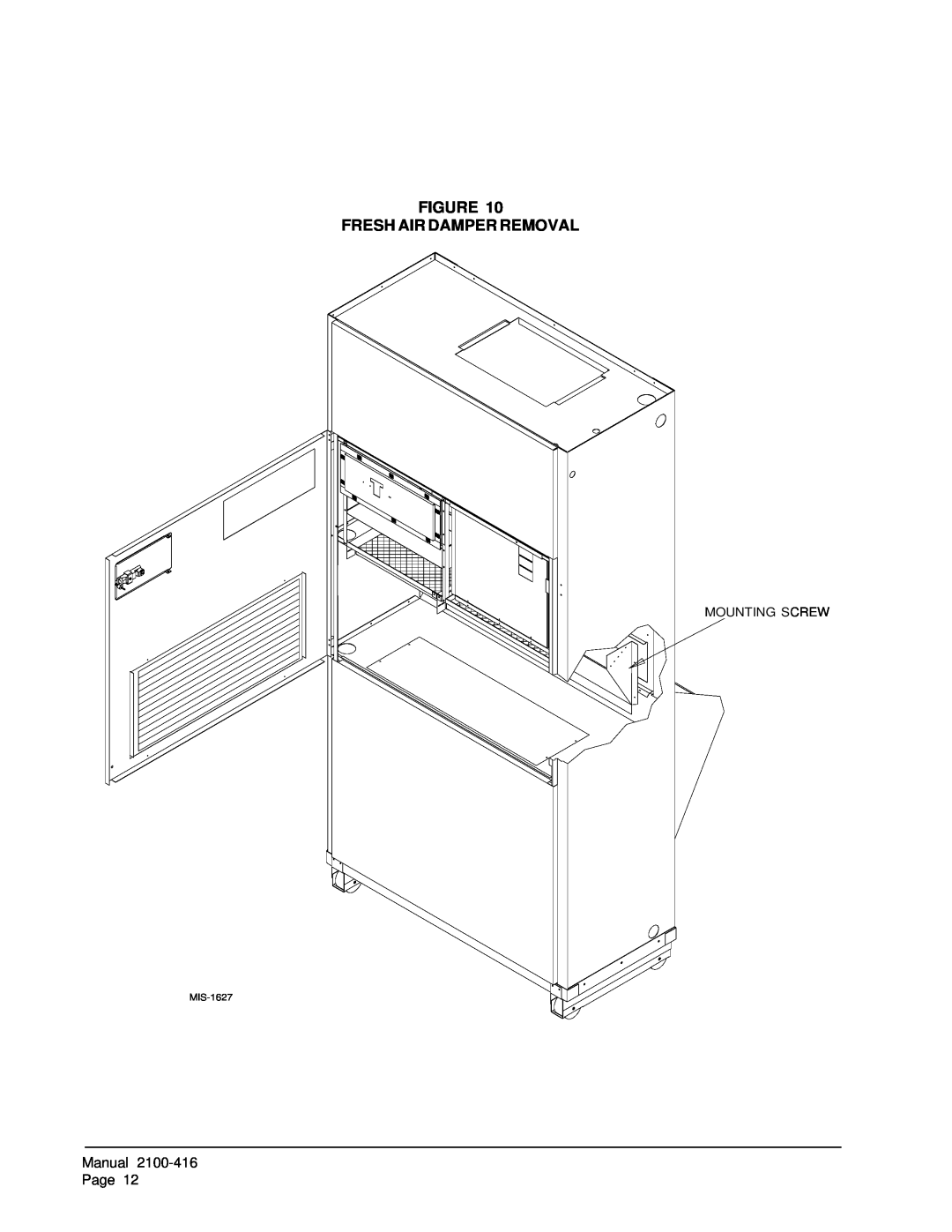 Bard QC501 installation instructions Figure Fresh Air Damper Removal, Mounting Screw, MIS-1627 