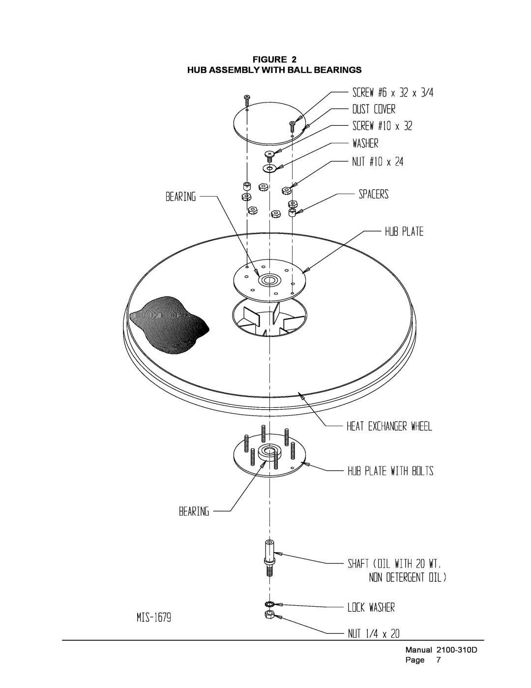 Bard QERV2-A4B, QERV-A4B manual Figure Hub Assembly With Ball Bearings, Manual 2100-310DPage 