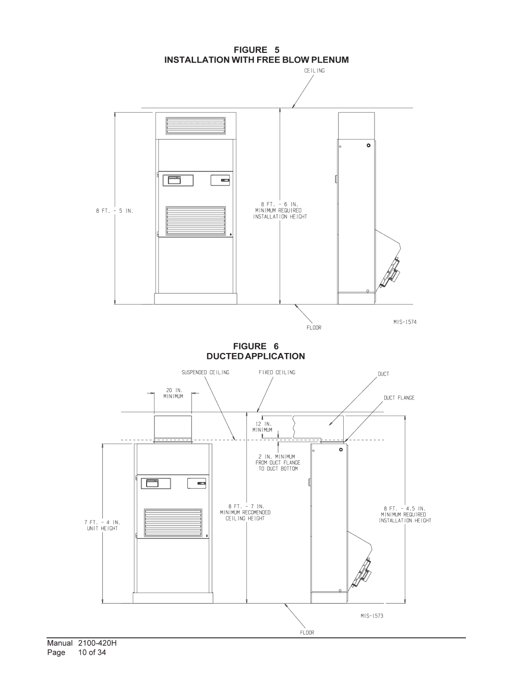 Bard QH362, QH243, QH602, QH482, QH422, QH302 installation instructions Installation with Free Blow Plenum Ducted Application 