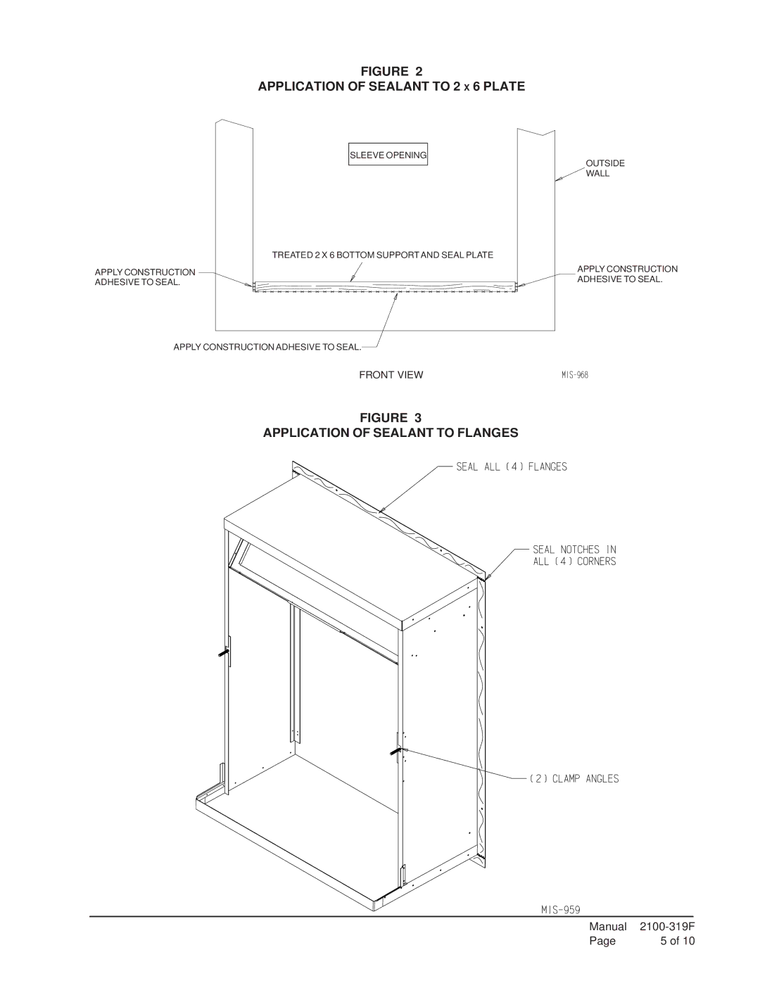 Bard QWS48A-23, QWS48A-19, QWS48A- 16, QWS48A-30 Application of Sealant to 2 X 6 Plate, Application of Sealant to Flanges 