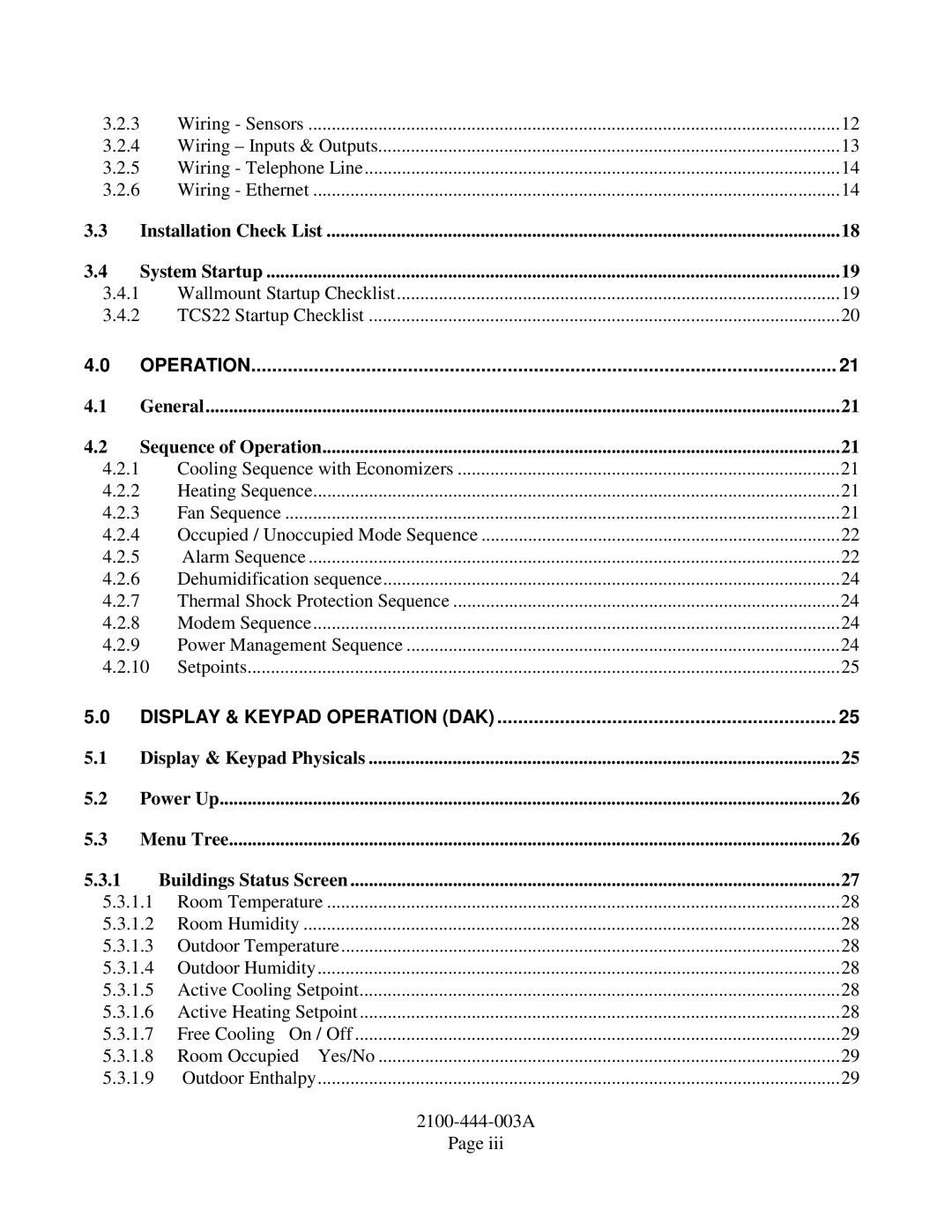 Bard TCS22-***-003 manual Operation 