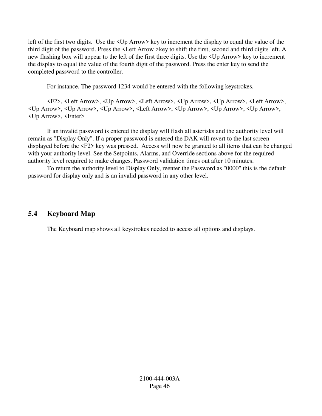 Bard TCS22-***-003 manual Keyboard Map 