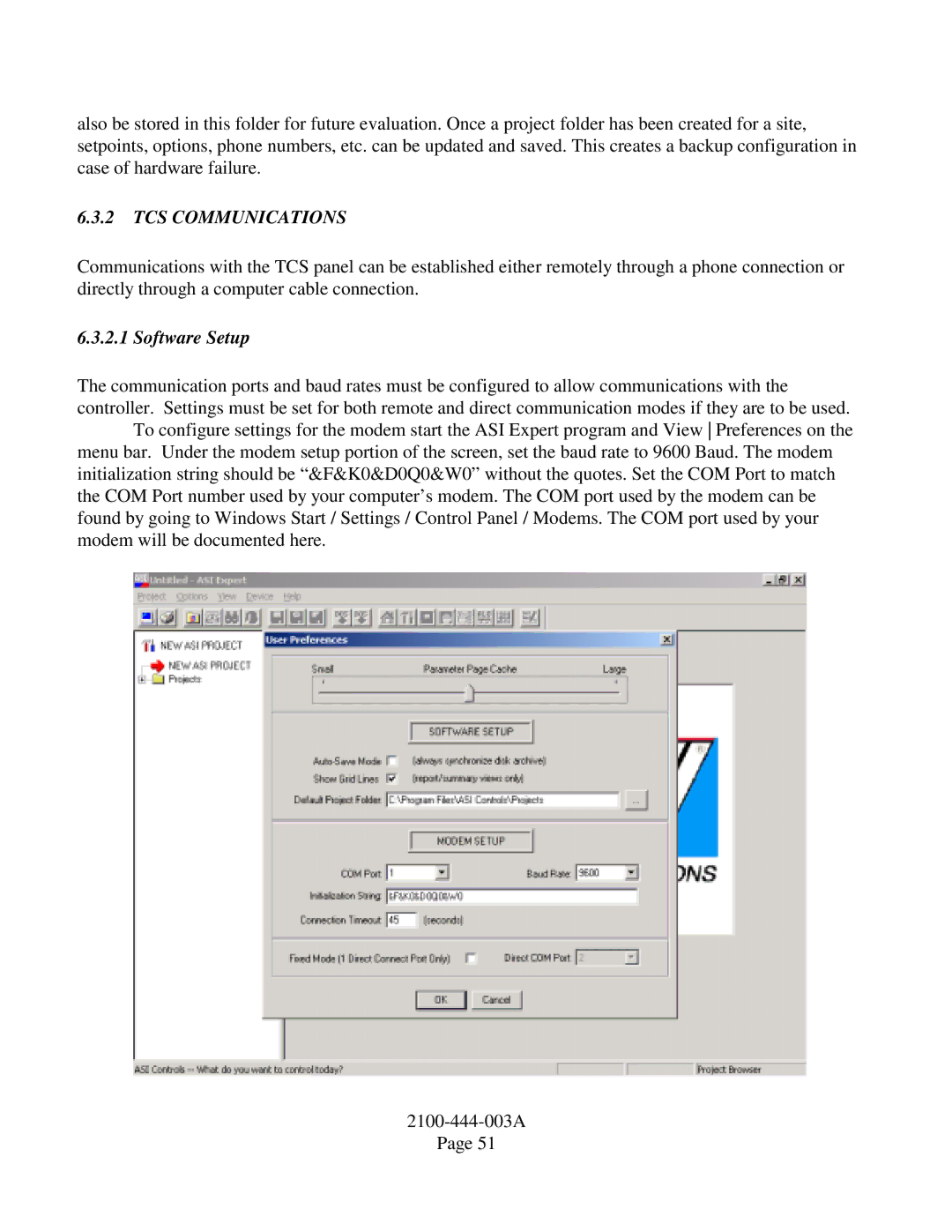 Bard TCS22-***-003 manual TCS Communications, Software Setup 