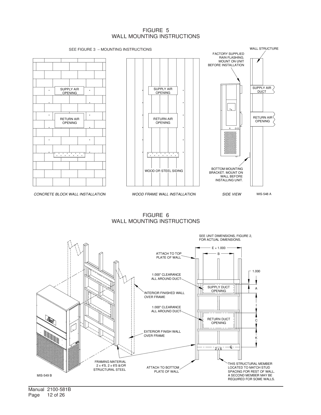 Bard w17a2 installation instructions Wall Mounting Instructions, Concrete Block Wall Installation 