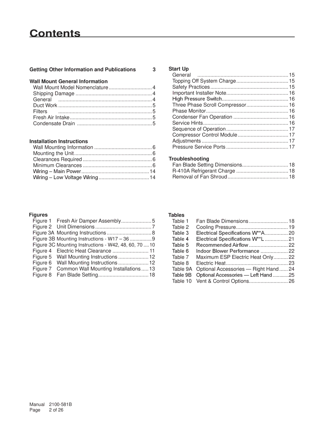 Bard w17a2 installation instructions Contents 