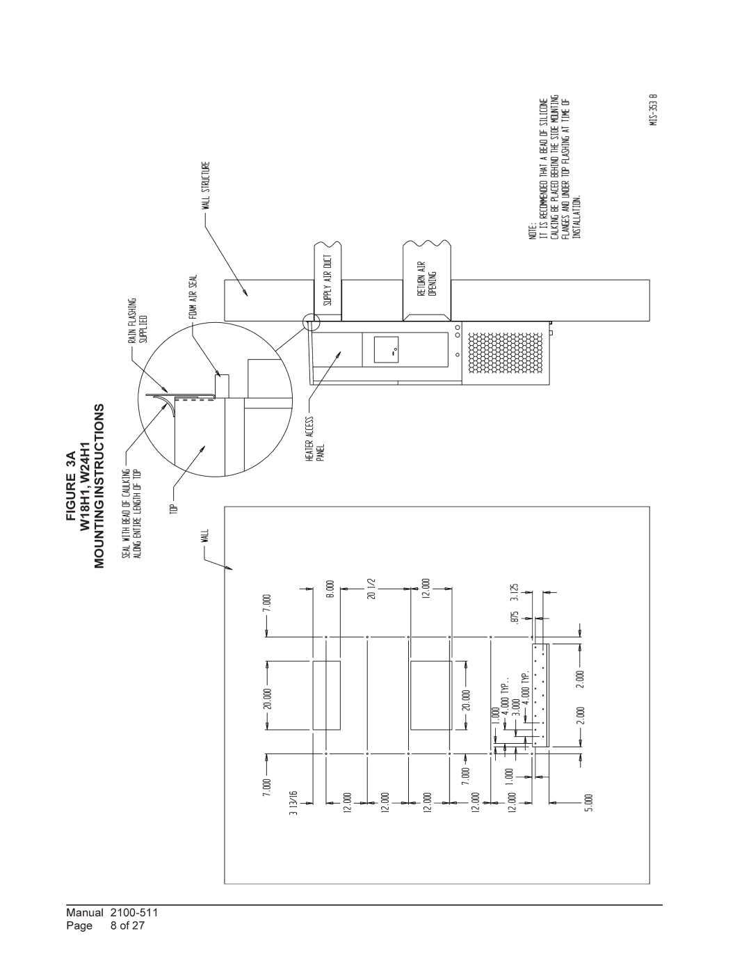 Bard W48H1, W36H1, W42H1, W60H1, W30H1 installation instructions W18H1, W24H1 Mountinginstructions 