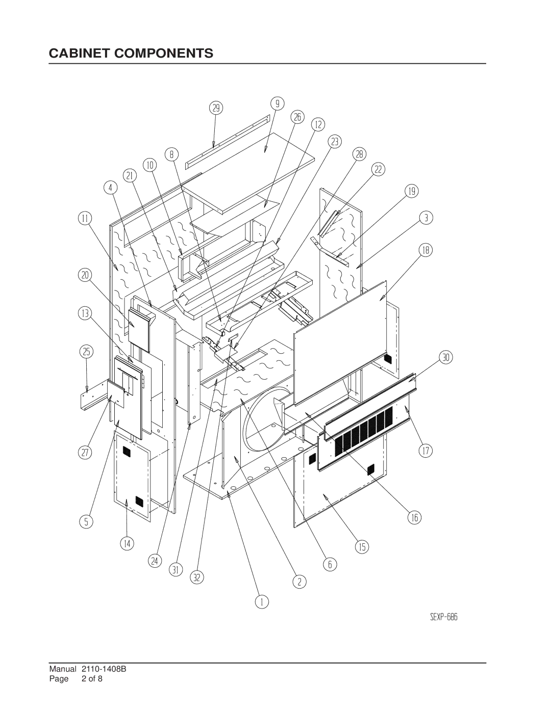 Bard W17L2, W24L2, W18L2 manual Cabinet Components 